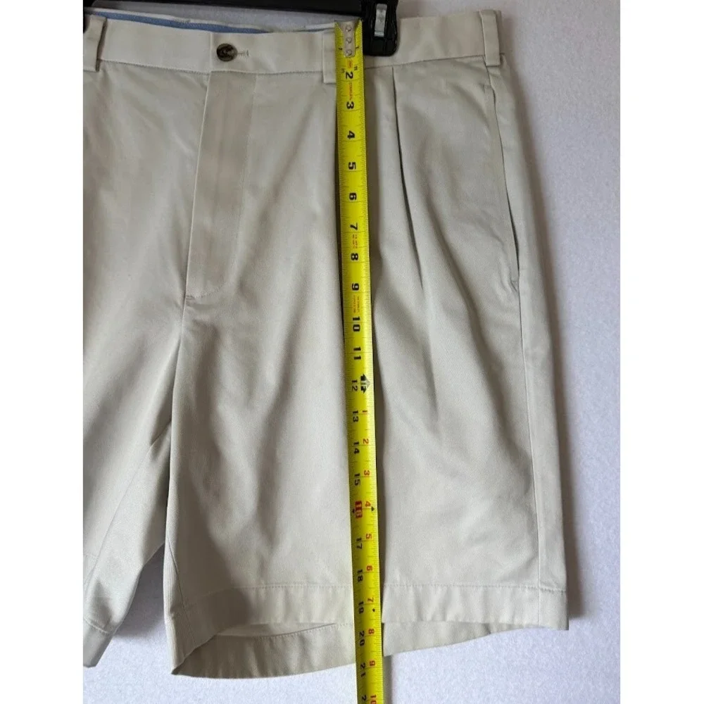 Brooks Brothers Advantage Chino Shorts Men W38 Beige Pleated Golf Casual Cotton